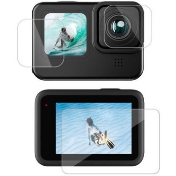 Set 3 Folii de Protectie Ecran si Lentile GP-FLM-902 pentru Camera Video Sport GoPro Hero9/10/11 PET Transparent