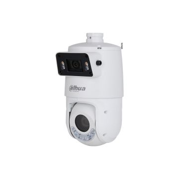 Camera supraveghere IP Speed Dome PTZ Dahua TiOC WizSense SDT4E425-4F-GB-A-PV1-0400, 4MP+4MP, 5-125 mm, 25x, IR 100m, lumina alba 50m, PoE+, slot card, Active deterrence, Smart dual light+, Auto tracking