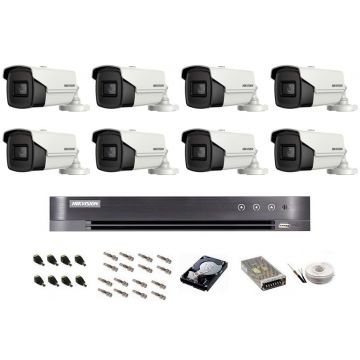 Sistem de supraveghere complet Hikvision Turbo HD, 4K / 8,3 Mp, 8 camere IR 60 m