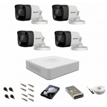 Sistem supraveghere audio-video 4 camere Hikvision Turbo HD 1080P, IR 30 m