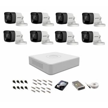 Sistem supraveghere audio-video 8 camere Hikvision Turbo HD 1080P, IR 30 m