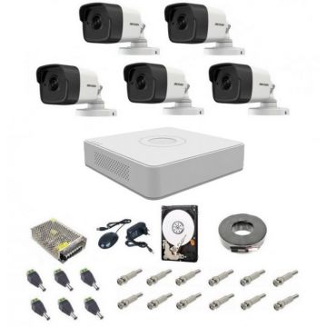 Sistem supraveghere audio-video Hikvision 5 camere 5 Mp, IR 20 m