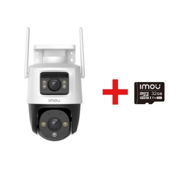 Camera supraveghere IP Wi-Fi cu lentila duala Full-Color IMOU Cruiser Dual IPC-S7XP-8M0WED, 5+3 MP, 2x 3.6 mm, IR/lumina alba 30 m, microfon si difuzor, slot card