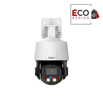 Camera supraveghere rotativa IP Speed Dome PTZ Dahua Eco Series WizSense TiOC Active Deterrence SD3E405DB-GNY-A-PV1, 4 MP, 2.7 mm - 13.5 mm, Iluminare duala, IR 50 m, slot card, auto-tracking, microfon/difuzor, PoE