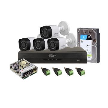 Sistem supraveghere exterior middle Dahua DH-M4XTIR20-4K, 8 MP, IR 20 m, 2.8 mm, 1 TB HDD, IoT, POS