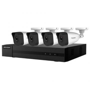 Sistem de supraveghere video Hikvision HiWatch HWK-N4184BH-MH, 4 camere 4MP IPC-B140H(2.8 mm), NVR HWD-6104MH-G2(B)