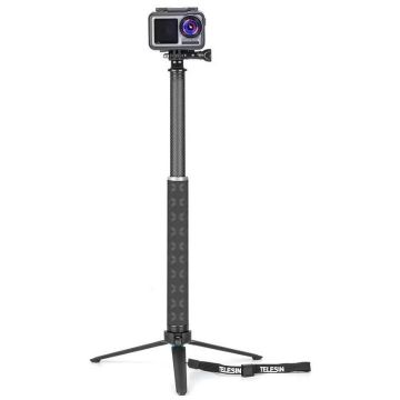 Accesoriu Camera Video de Actiune pentru camere video sport, aluminiu, reglabil, 90cm, Negru