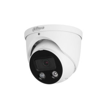 Camera supraveghere exterior IP Dome Dahua WizSense TiOC Active Deterrence IPC-HDW3849H-ZAS-PV-27135, 8 MP, 2.8 mm - 3.6 mm, lumina alba 30 m, IR 30 m, microfon, slot card, PoE