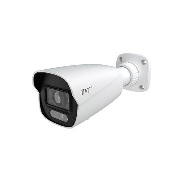 Camera supraveghere exterior IP TVT TD-9442C2-PA(D/PE/AW3), 4 MP, 2.8 mm, IR 40 m, lumina alba 40 m, microfon, difuzor, slot card, PoE