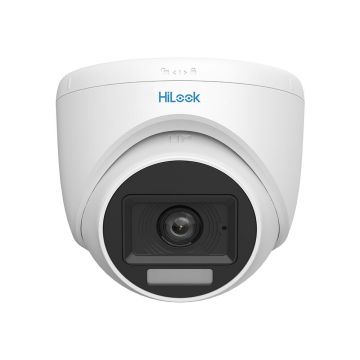 Camera supraveghere interior Dome Hikvision Smart Hybrid Light ColorVu HiLook THC-T129-LPS, 2 MP, 2.8 mm, IR/lumina alba 20 m, microfon incorporat