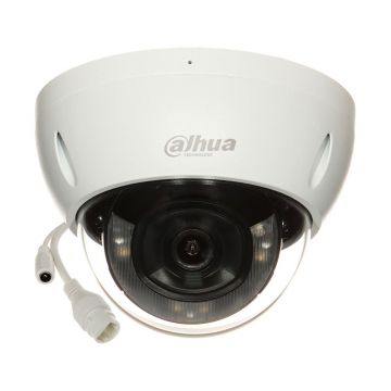 Camera supraveghere IP Dome cu iluminare duala Dahua WizSense IPC-HDBW2449E-S-IL-0280B, 4 MP, 2.8 mm, IR/lumina calda 30 m, slot card, microfon, PoE, protectie perimetrala