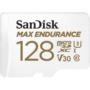 Card de memorie SanDisk 128 GB micro SD Max Endurance Video, cu Adaptor, Class 10, V30, UHS U3