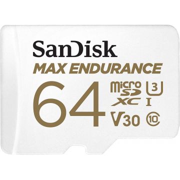 Card de memorie SanDisk 64 GB micro SD Max Endurance Video, cu Adaptor, Class 10, V30, UHS U3