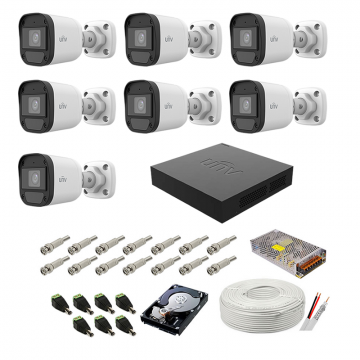 Kit supraveghere complet audio-video UNIVIEW, 7 camere, 2 MP, IR 20M