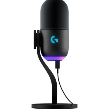 Microfon Gaming Logitech Yeti GX Dynamic, RGB, Microfon cardioid, Negru