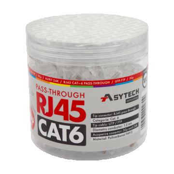 Mufa RJ-45 UTP Cat.6 EZ Passthrough, 50u (100 buc) RJ45-CAT6-EZ-50U-JAR