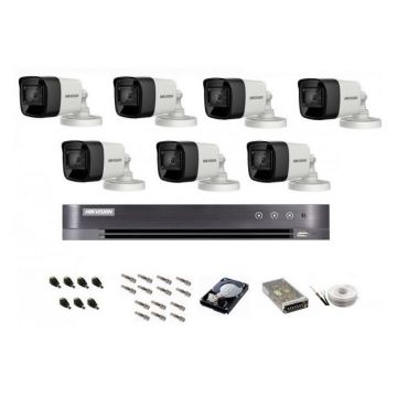 Sistem de supraveghere Hikvision Turbo HD, 4K / 8,3 Mp, 7 camere IR 30 m