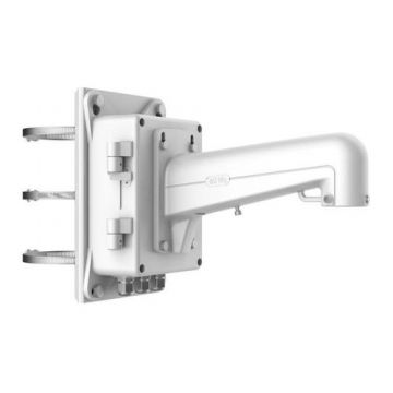 Suport de montaj pe stalp cu doza de conexiuni pentru camere PTZ Hikvision DS-1602ZJ-BOX-POLE, material aluminiu si otel, 209.7×314×600.8mm