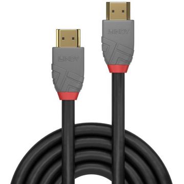 Cablu video LINDY Anthra, HDMI Male - HDMI Male, v2.0, 7.5m, negru-gri