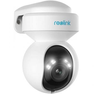 Camera de supraveghere pentru exterior Reolink E540 2K+ 5MP cu Pan/Tilt la 360 de grade, Detectare persoane/Vehicul/Animale cu zoom optic 3X, Full color Night Vision, Wi-Fi 5/2,4 Ghz, Two-Way Audio, Sunet si alarma luminoasa (Alb)