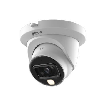 Camera supraveghere Dome cu iluminare duala Dahua Smart Dual Light HAC-HDW1500TLMQ-IL-A-S2, 5 MP, 2.8 mm, IR/lumina alba 20 m, microfon, instalare rapida