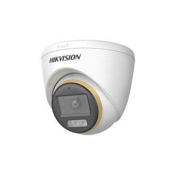 Camera supraveghere Dome Hikvision Hybrid Light ColorVu DS-2CE72DF3T-LFS, 2 MP, 2.8 mm, IR/Lumina alba 40 m, microfon