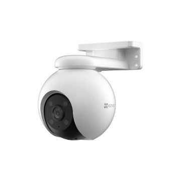 Camera supraveghere exterior cu iluminare duala IP Wi-Fi PT EZVIZ CS-H8-PRO-3K, 5 MP, 4 mm, IR/lumina alba 30 m, auto-tracking, sirena, aplicatie mobila, slot card