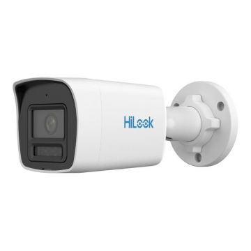 Camera supraveghere IP exterior cu iluminare duala Hikvision ColorVu Hilook IPC-B129HA-LU, 2 MP, 2.8 mm, IR 30 m, lumina alba 30 m, microfon, PoE