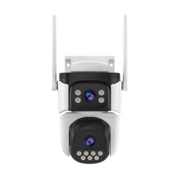 Camera supraveghere IP Speed Dome Wi-Fi PT Vstarcam Dual Lens CS621DR, 3 MP, 4 mm, microfon si difuzor, slot card, 360 grade, smart tracking, detectie umana, night vision