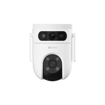 Camera supraveghere IP Wi-Fi PT cu lentila duala EZVIZ CS-H9C-5MP(DL), 5 MP, 2.8-6 mm, 2.4 GHz, IR/lumina alba 30 m, sirena, auto-tracking, microfon si difuzor, slot card