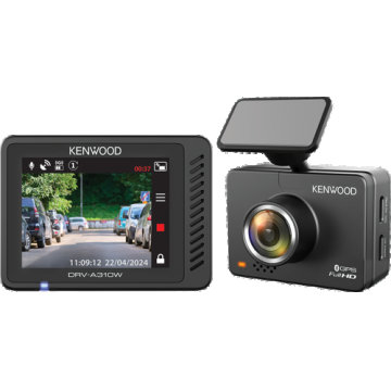 Camera video auto DVR Kenwood DRVA310W, 1K Full HD, Ecran LCD 2inch, 4G, Wi-Fi (Negru)