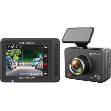 Camera video auto DVR Kenwood DRVA510W, 2K Quad HD, Ecran LCD 2inch, 4G, Wi-Fi (Negru)