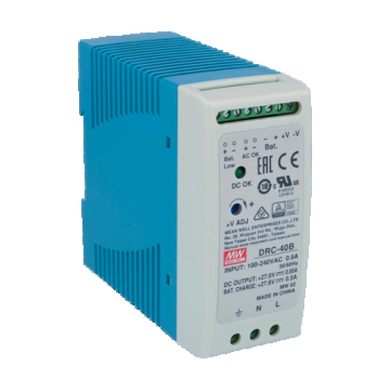 Sursa de alimentare in comutatie, 27.6V / 0.95A + 0.5A, sina DIN, backup - MEAN WELL DRC-40B