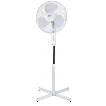 Ventilator camera, de podea, 40W, 3 trepte de viteză, elice 40 cm, oscilație 90°, protecție termică, înălțime ajustabilă, alb