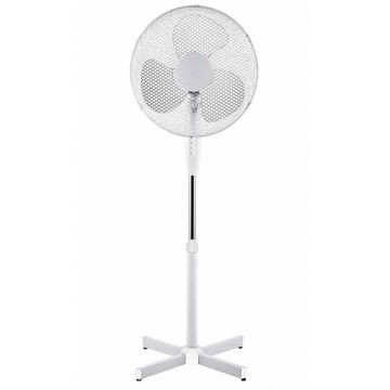 Ventilator camera, de podea, 42W, 3 trepte de viteză, elice 40 cm, oscilație 85°, protecție termică, înălțime ajustabilă, alb