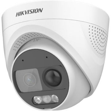 Camera de supraveghere Turret 2MP Hikvision DS-2CE72DF3T-PIRXOS(2.8MM), lentila fixa: 2.8mm, iluminare: 0.0005 Lux @ (F1.0, AGC ON), 0 Lux, lumina alba: 20m, iesire: 1xHD, microfon incorporat, alimentare: 12 VDC ± 25%, max. 9.6 W, protectie: IP67,