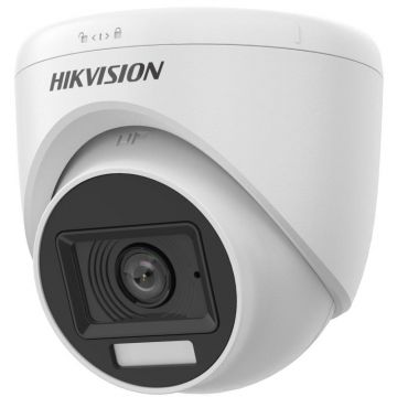 Camera de supraveghere Turret 3k Smart Hybrid Light Audio Fixed Hikvision DS-2CE78K0T-LFS(2.8MM), lentila fixa: 2.8mm, iluminare: 0.01 Lux @ (F2.0, AGC ON), 0 Lux cu IR: 20m, lumina alba: 20m, iesire: TVI/AHD/CVI/CVBS, microfon incorporat, alimentare: 12