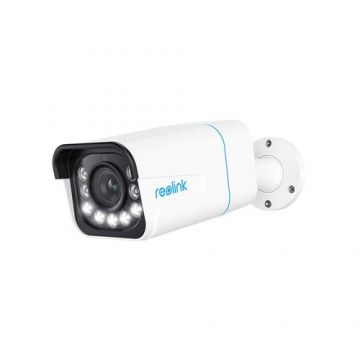 Camera supraveghere exterior IP Reolink P430, 4K, IR 30 m, color noaptea 30 m, 2.7 - 13.5 mm, motorizat, slot card, microfon, sirena, detectie oameni/vehicule, PoE (Alb)