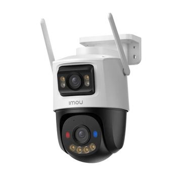 Camera supraveghere IP Wi-Fi rotativa PT cu lentila duala IMOU Cruiser Dual 2 Pro Aurora Active Deterrence IPC-S7XFP-8U0WED, 4 + 4 MP, 2 x 3.6 mm, IR/lumina alba 30 m, microfon si difuzor, lumina rosie-albastra de avertizare, slot card