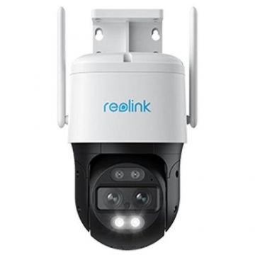 Camera supraveghere rotativa IP WiFi Speed Dome PTZ Reolink TrackMix W760, 4K, 2.8 + 8 mm, lumina alba / IR 15 m, dual band, slot card, microfon si difuzor, Auto Tracking (Alb)