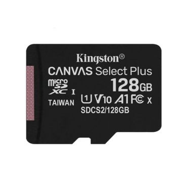 Card memorie KINGSTON 128GB Canvas Select Plus cu adaptorSD, MicroSDTM HC UHS-I, Clasa 10, V10, UHS-I U1, performanta Android A1