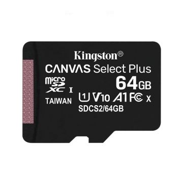 Card memorie KINGSTON 64GB Canvas Select Plus cu adaptor SD, MicroSDTM HC UHS-I, Clasa 10, V10, UHS-I U1, performanta Android A1