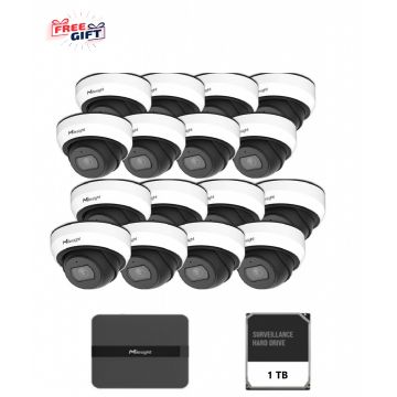 Kit supraveghere video Milesight 16 camere Dome MS-C2973-PD + 1 NVR MS- N5016-PE