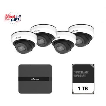 Kit supraveghere video Milesight 4 buc camera Dome MS-C2973-PD + 1 buc NVR MS-N1004-UPC