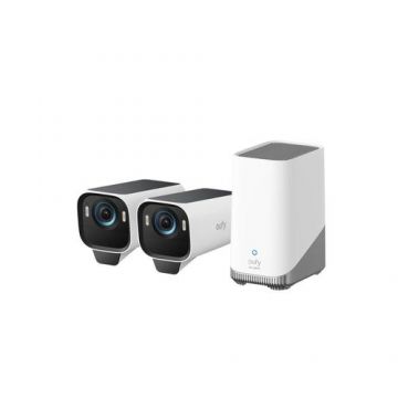 Sistem supraveghere video wireless eufyCam S3 Pro, 4K, BionicMind™, MaxColor Vision, Panou Solar integrat, Homebase 3 + 2 camere video eufyCam S3 (Alb/Gri)