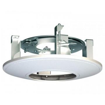 Suport Hikvision pentru montarea camerelor Dome in tavan , materiale componente : otel si plastic , culoare alb, dimensiuni : Φ210 × 79.3 mm, greutate : 520g .