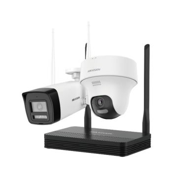 Kit supraveghere Wi-Fi mixt HikVision HiLook IKS-2042BTH-PH/W, 2 MP, 2.8 mm, IR 30 / 20 m, lumina alba 15 m, microfon, difuzor, detectie miscare, slot card