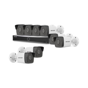 Sistem supraveghere IP exterior basic HikVision KIT-HIK-B8EXT2MP-30M-POE, 8 camere, 2 MP, 2.8 mm, IR 30 m