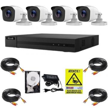 Kit supraveghere Hikvision Hilook, 4 camere 2MP, IR 20m, DVR 4 canale, 4MP, Accesorii, HDD 500GB, Autocolant Rovision Kit supraveghere Hikvision Hilook, 4 camere 2MP, IR 20m, DVR 4 canale, 4MP, Accesorii, HDD 500GB, Autocolant Rovision
