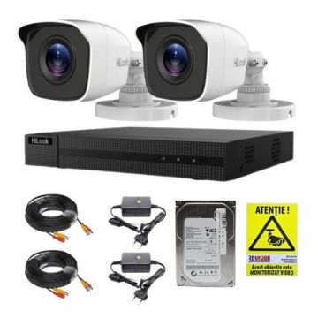 Sistem supraveghere analog Hikvision Hilook, 2 camere, 2 MP, lentila 2.8mm, IR 20m, DVR, 4 canale, 4 MP, hard disk 500GB, accesorii Sistem supraveghere analog Hikvision Hilook, 2 camere, 2 MP, lentila 2.8mm, IR 20m, DVR, 4 canale, 4 MP, hard disk 500GB, accesorii